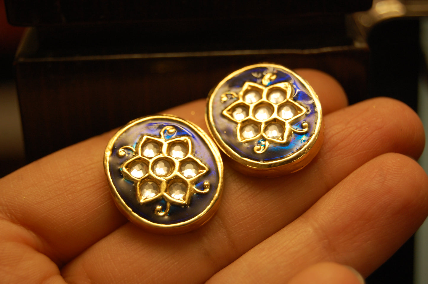 BLUE MEENA & KUNDAN EARRINGS