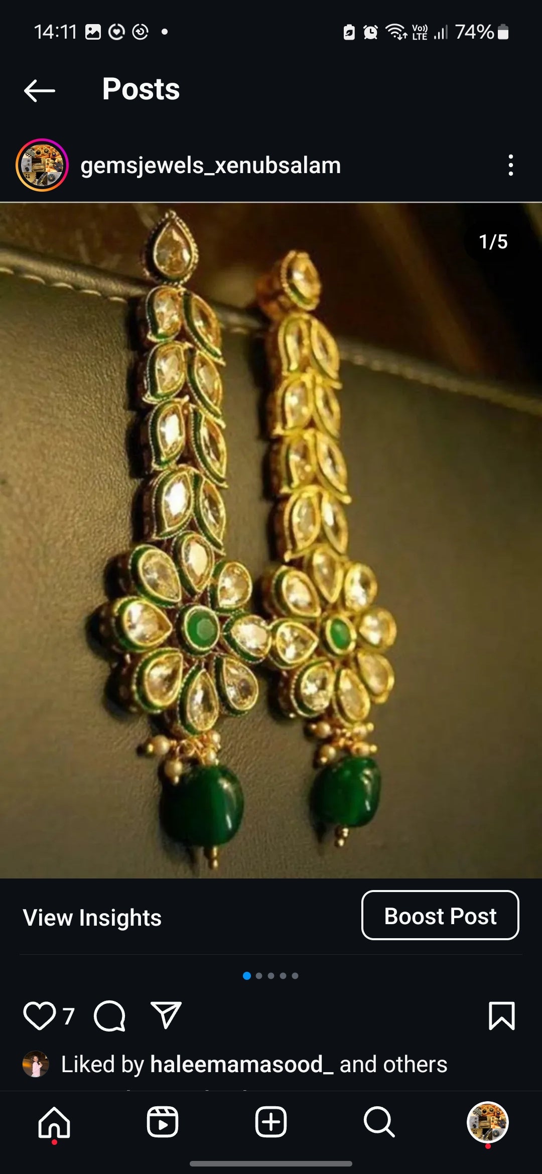 LONG KUNDAN FLORAL EARRINGS WITH GREEN