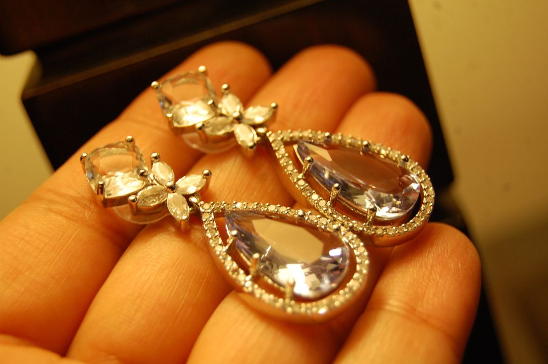 INDIAN AMERICAN DIAMOND EARRINGS IN LILAC