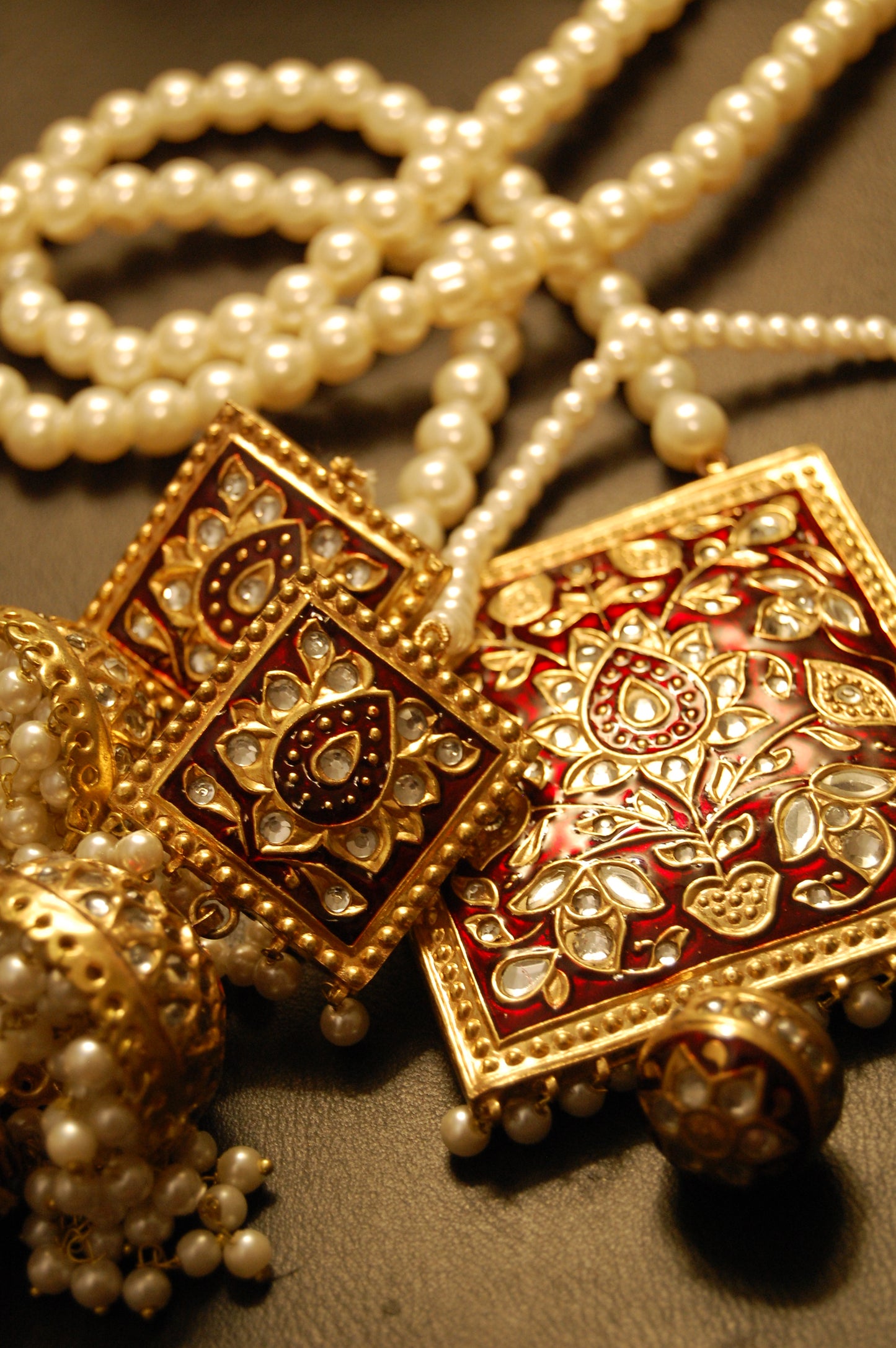 KUNDAN & RED MEENA MALA SET