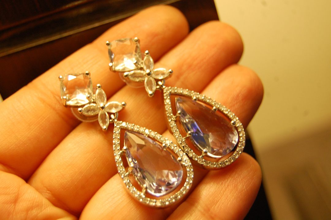 INDIAN AMERICAN DIAMOND EARRINGS IN LILAC