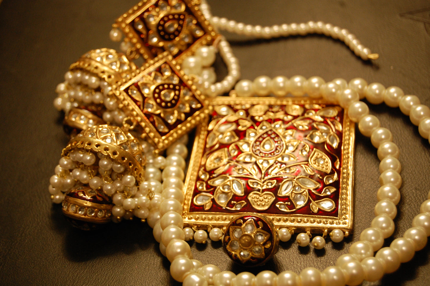 KUNDAN & RED MEENA MALA SET