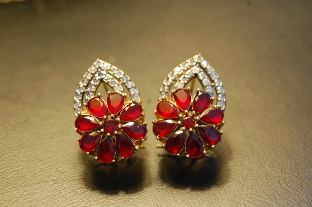 RED & ZIRCON EARRINGS