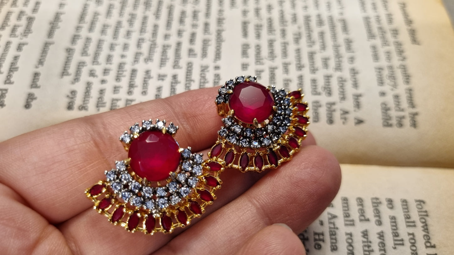 RED & ZIRCON EARRINGS