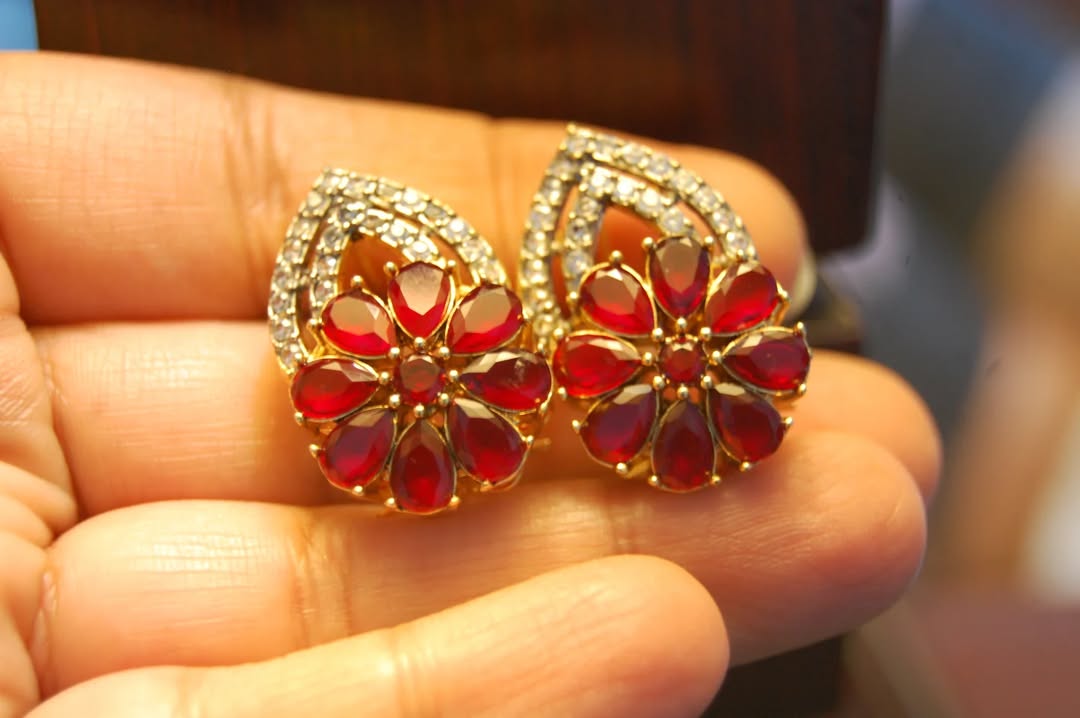 RED & ZIRCON EARRINGS