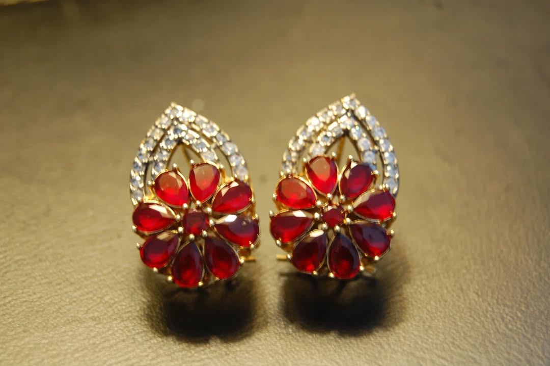 RED & ZIRCON EARRINGS