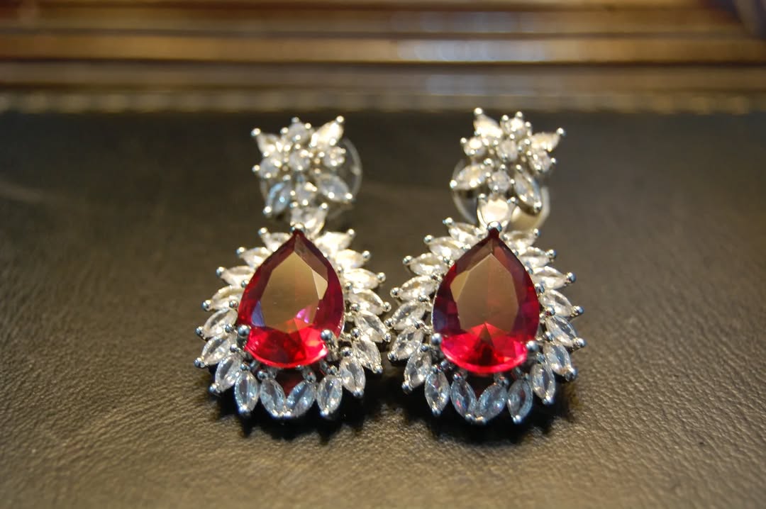 RED & ZIRCON EARRINGS
