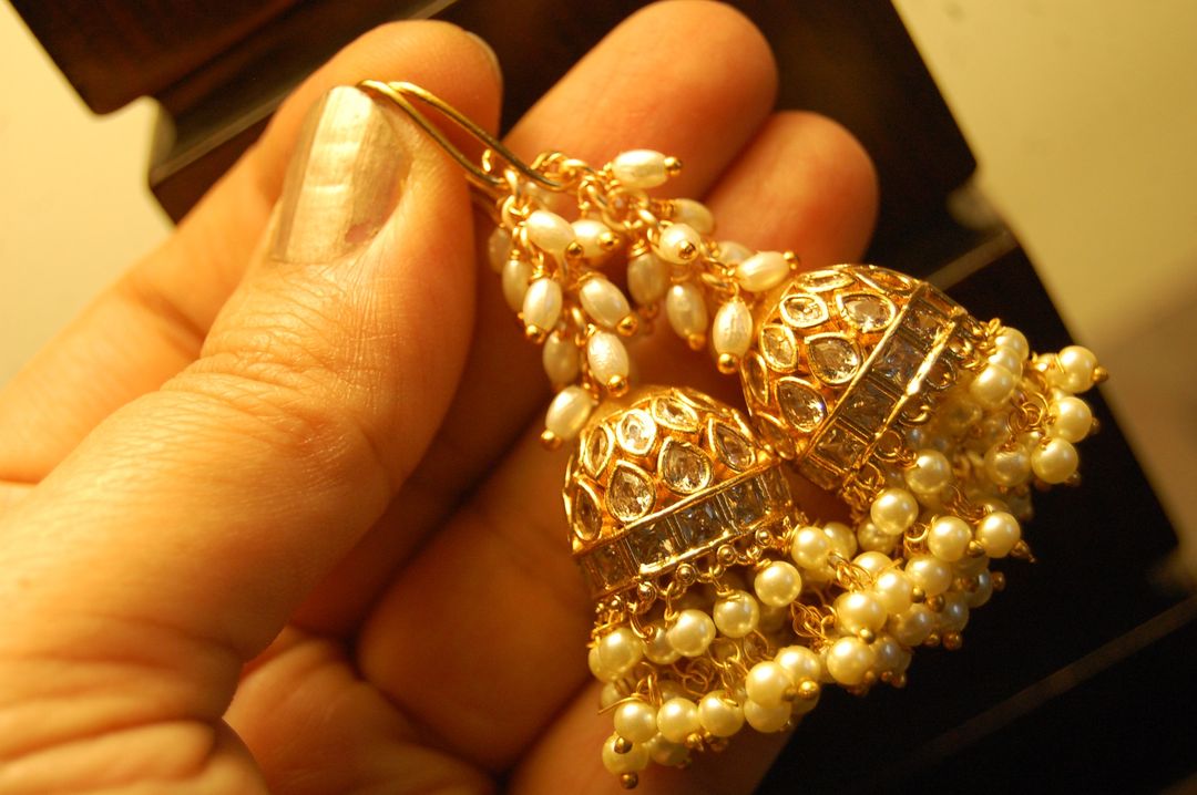 JHUMKIS IN KUNDAN WITH PEARLS