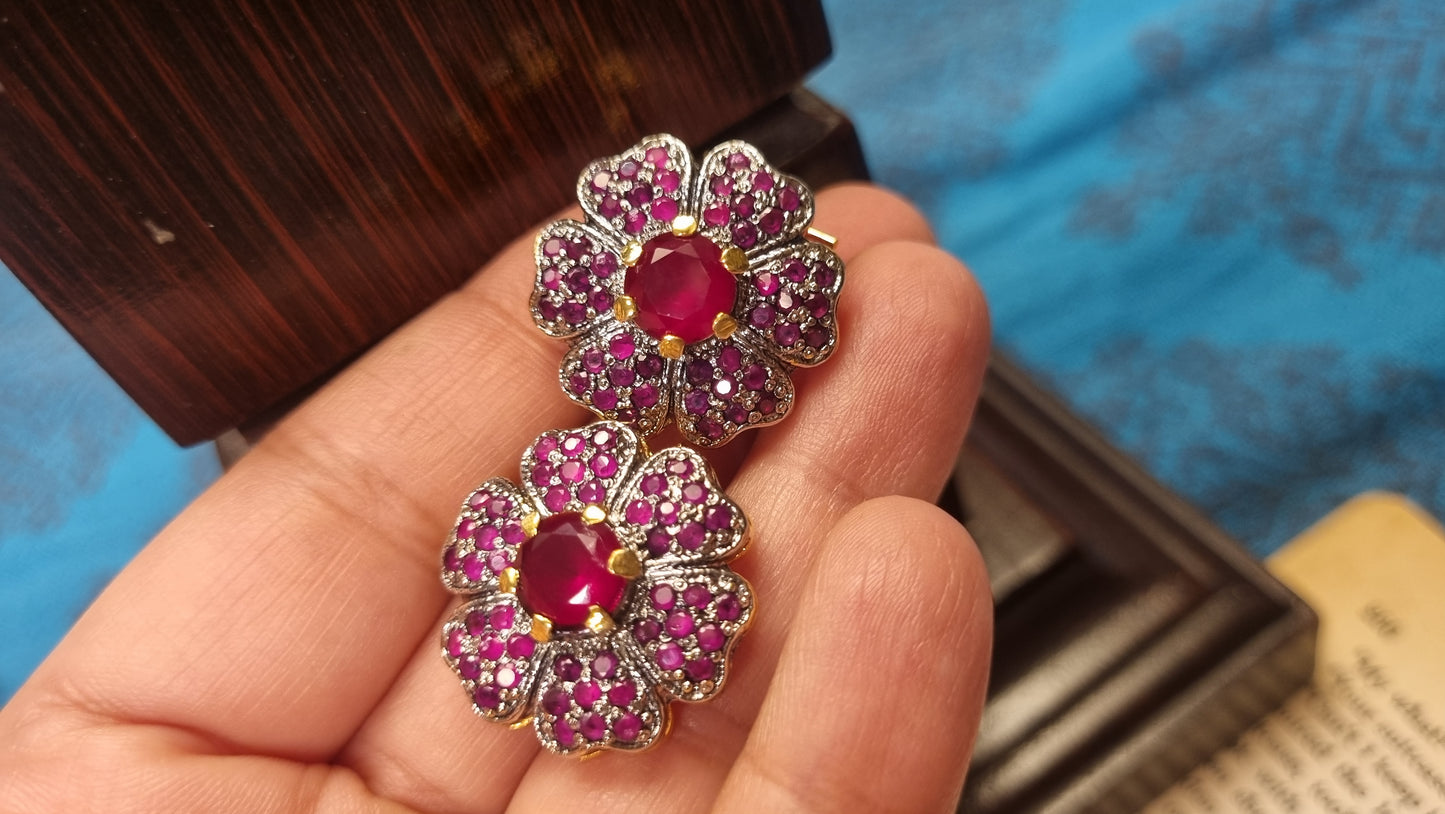 RED FLORAL EARRINGS