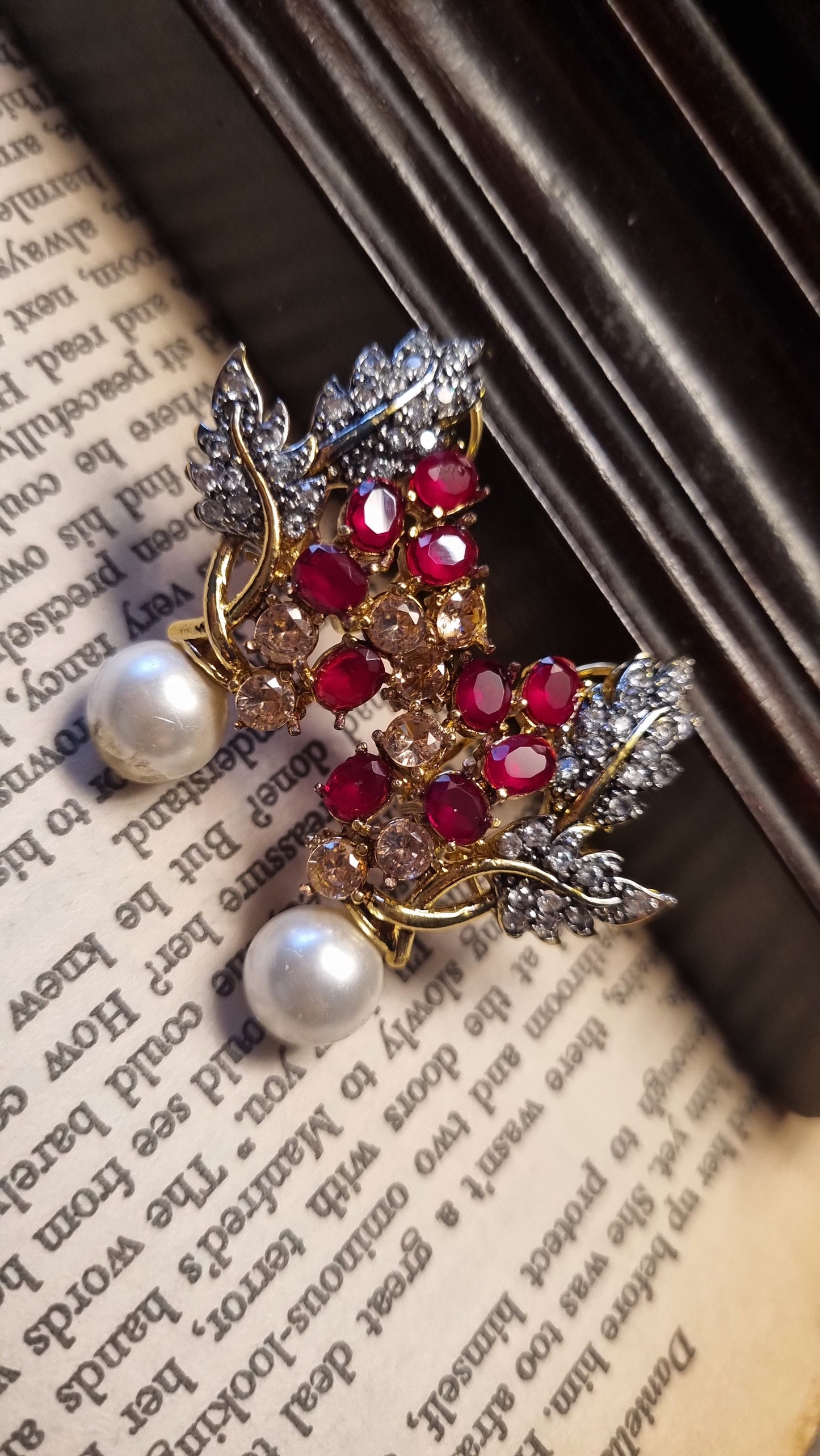 RUBY RED & ZIRCON EARRINGS
