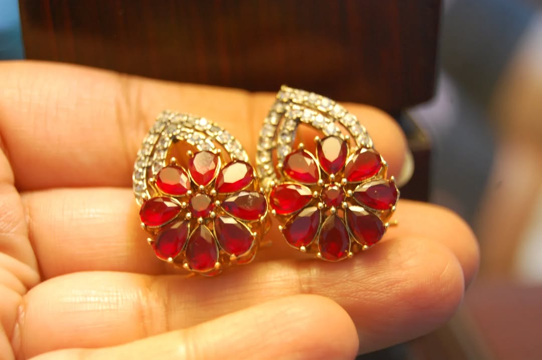 RED & ZIRCON EARRINGS