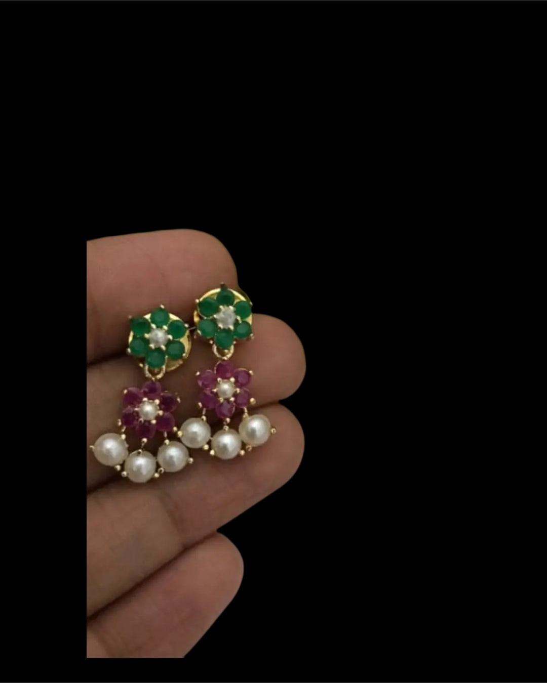 MULTI STONE FLORAL EARRINGS