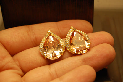 ELEGANT ZIRCON & CHAMPAGNE EARRINGS