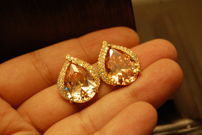 ELEGANT ZIRCON & CHAMPAGNE EARRINGS