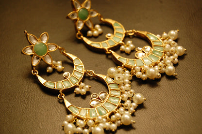 ELEGANT KUNDAN EARRINGS WITH MOTHER OF PEARL