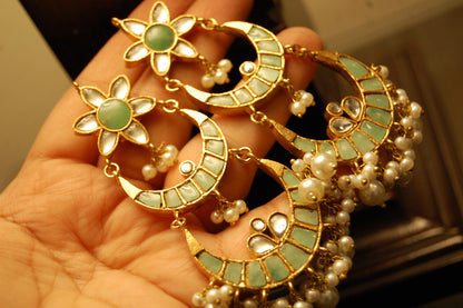 ELEGANT KUNDAN EARRINGS WITH MOTHER OF PEARL