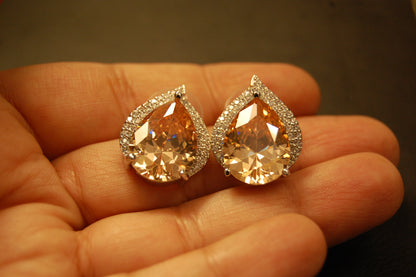 ELEGANT CHAMPAGNE & ZIRCON EARRINGS