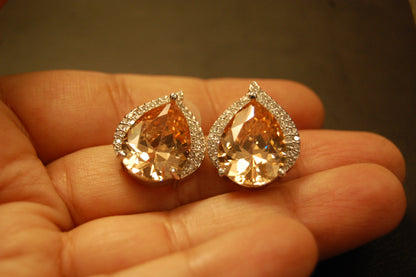ELEGANT CHAMPAGNE & ZIRCON EARRINGS