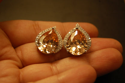 ELEGANT CHAMPAGNE & ZIRCON EARRINGS