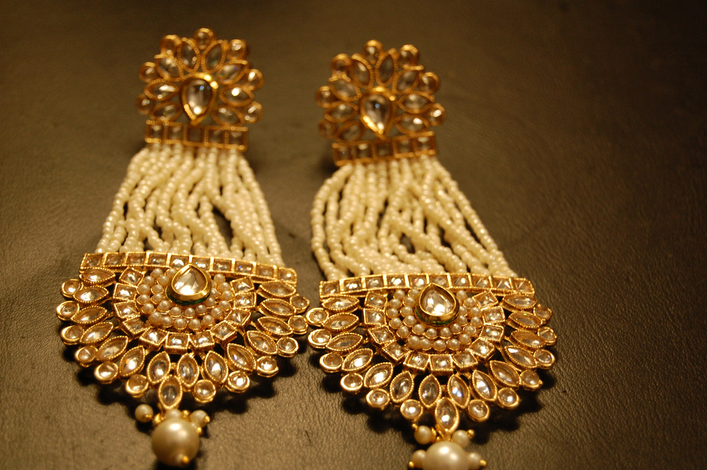 JHOOMAR STYLE EARRINGS IN KUNDAN & PEARLS