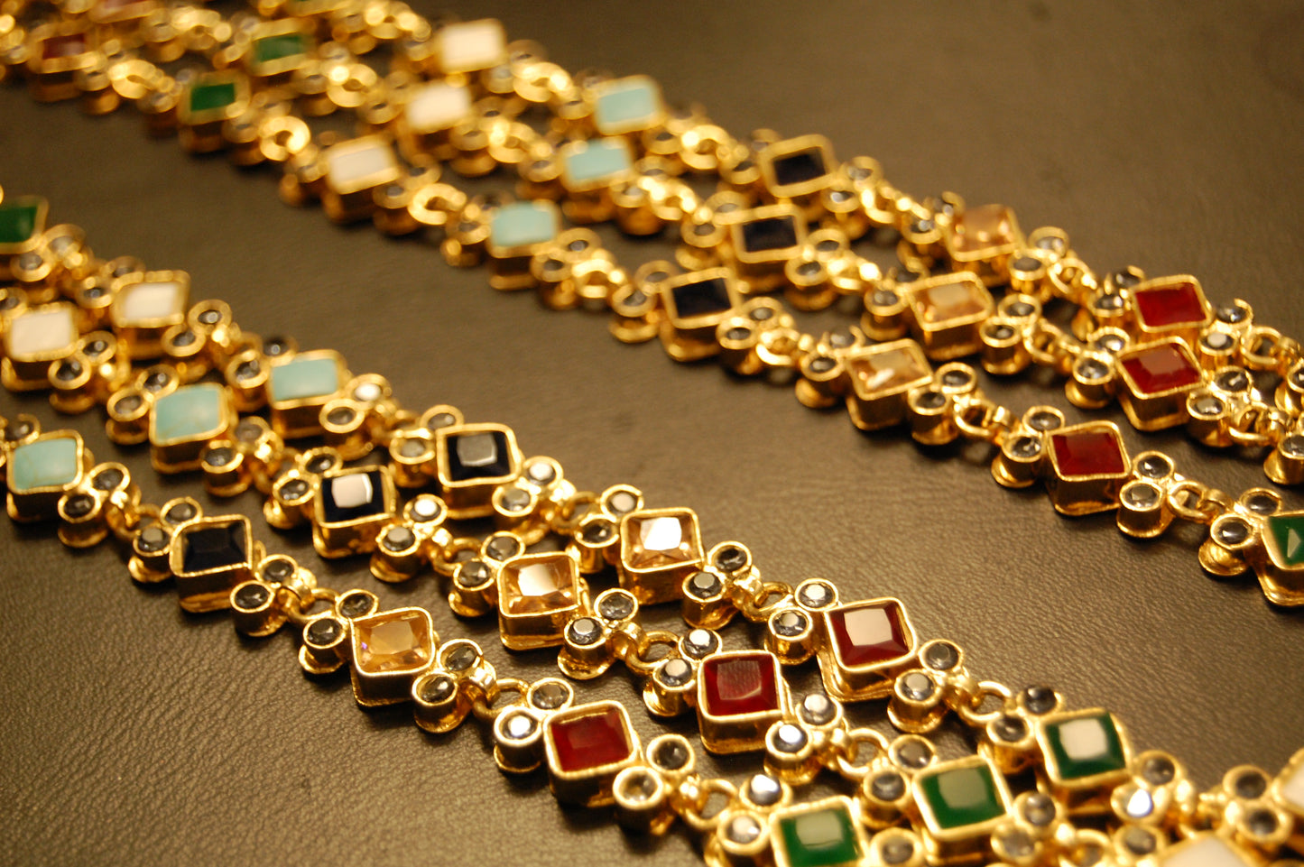 3 LAYERED MALA WITH MULTI STONES & KUNDAN