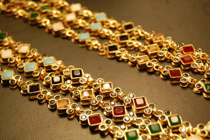 3 LAYERED MALA WITH MULTI STONES & KUNDAN