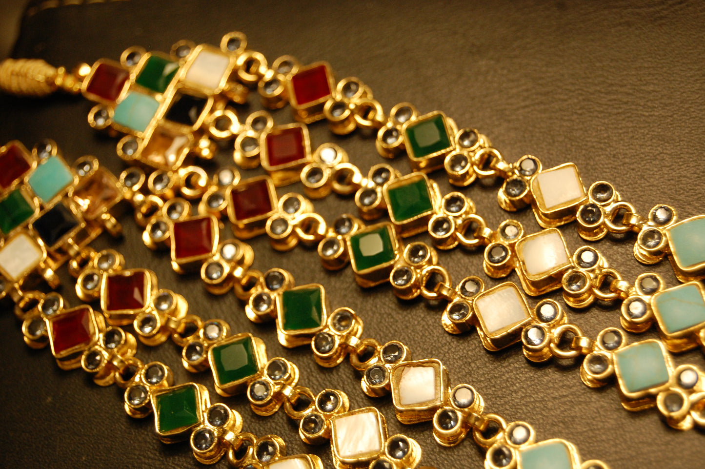 3 LAYERED MALA WITH MULTI STONES & KUNDAN