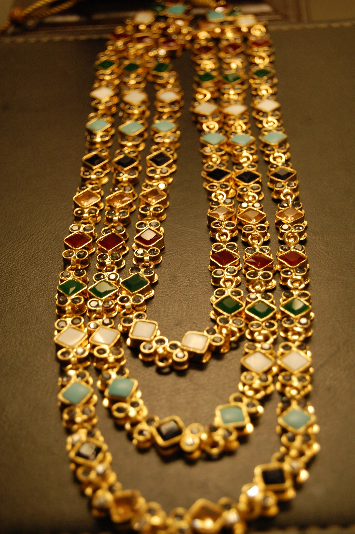 3 LAYERED MALA WITH MULTI STONES & KUNDAN