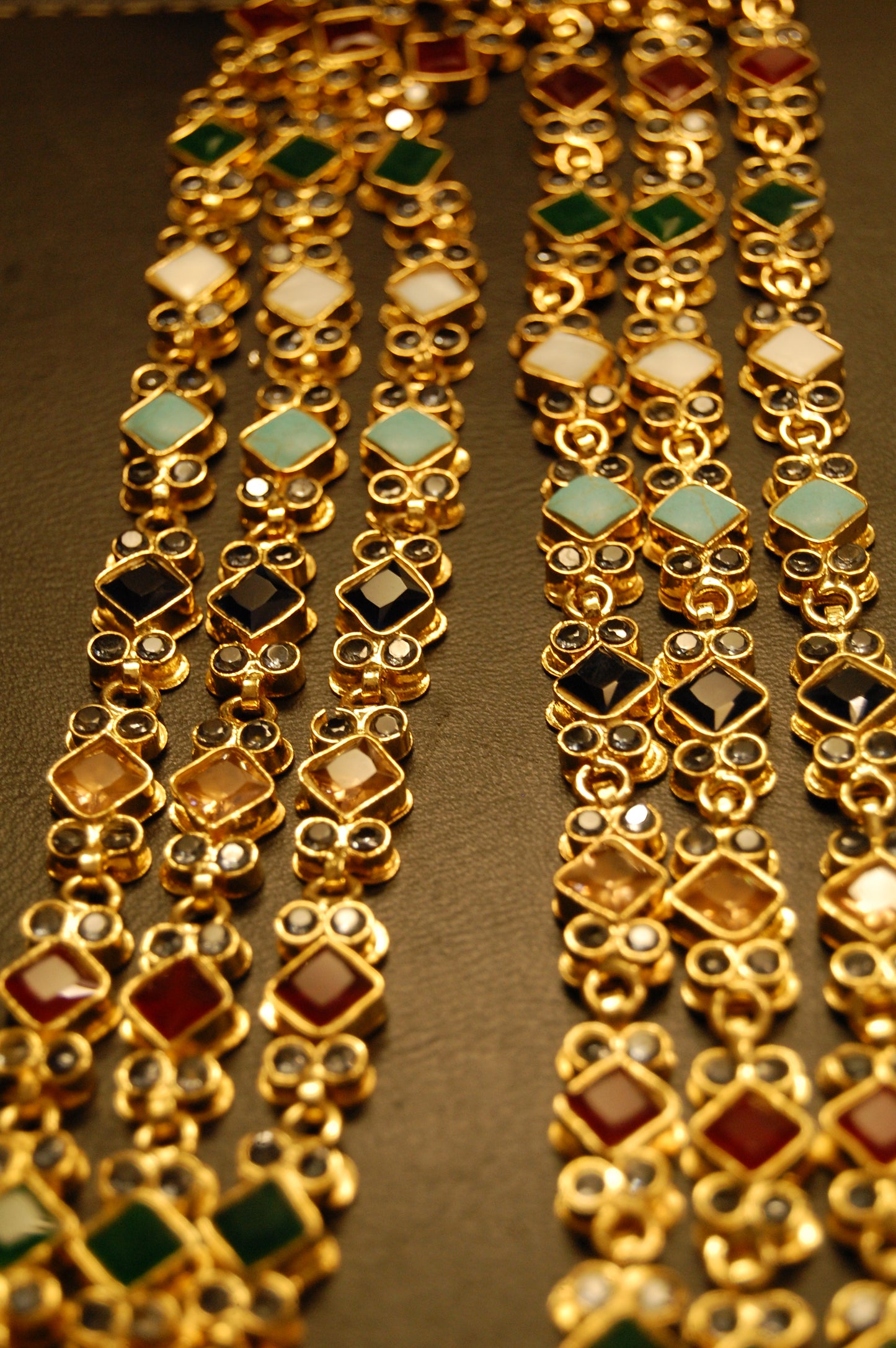 3 LAYERED MALA WITH MULTI STONES & KUNDAN