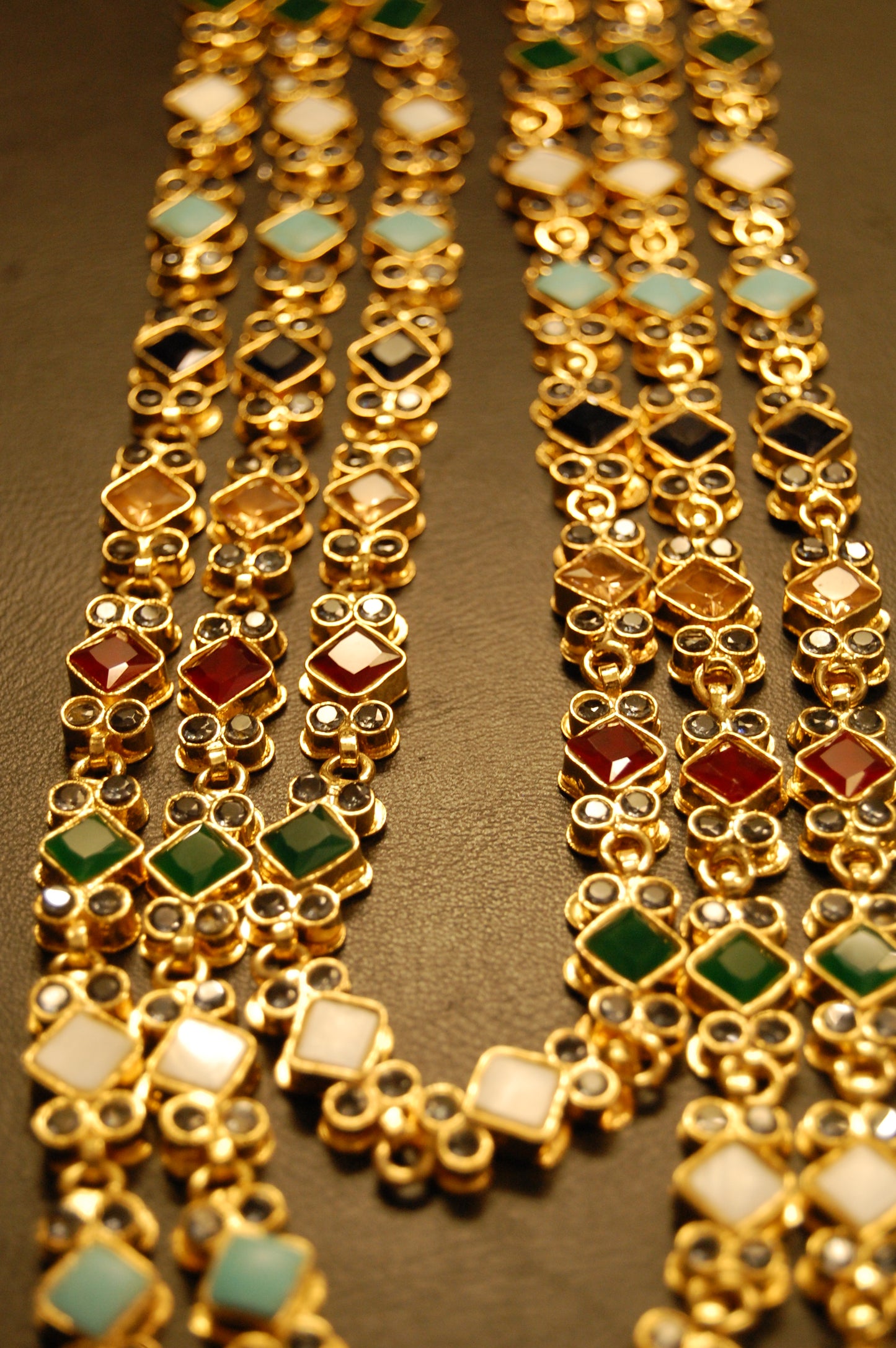 3 LAYERED MALA WITH MULTI STONES & KUNDAN