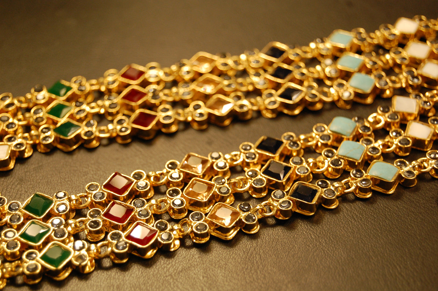 3 LAYERED MALA WITH MULTI STONES & KUNDAN
