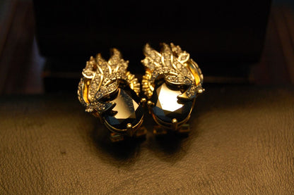 ZIRCON & BLACK STONE EARRINGS