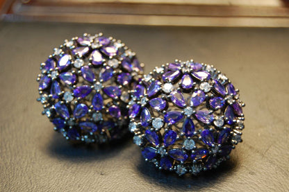 ZIRCON & PURPLE FLORAL EARRINGS