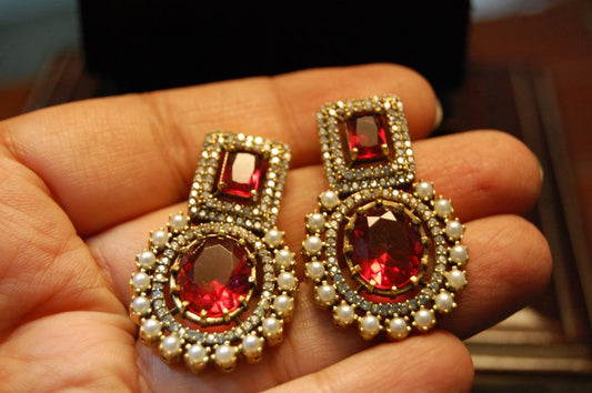 RED & PEARL EARRINGS