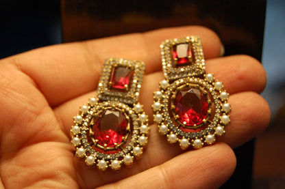 RED & PEARL EARRINGS