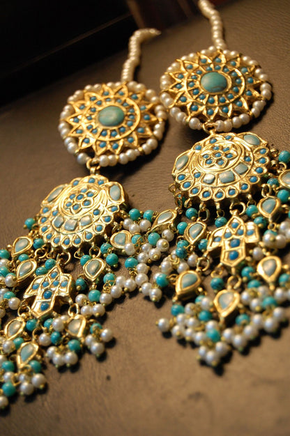 FEROZA & PEARLS MAGAR EARRINGS