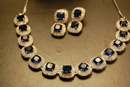 SAPPHIRE BLUE & ZIRCON NECKLACE SET