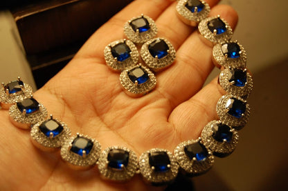 SAPPHIRE BLUE & ZIRCON NECKLACE SET