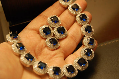 SAPPHIRE BLUE & ZIRCON NECKLACE SET