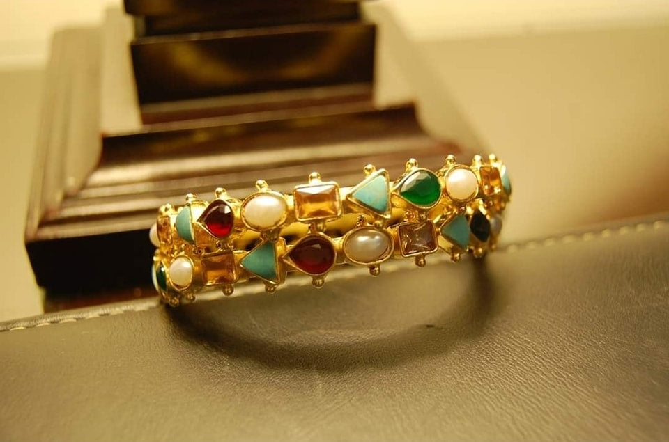 PAIR OF MULTI JEWELLED BANGLES