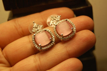 ELEGANT ZIRCON & PINK EARRINGS