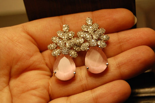 AMERICAN DIAMOND EARRINGS IN PINK