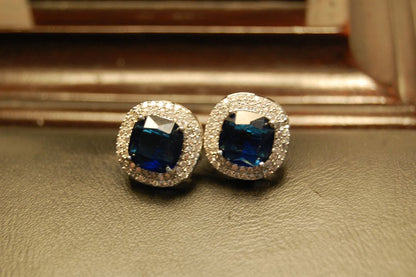 AMERICAN DIAMONDS & SAPPHIRE BLUE STUDS