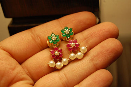MULTI STONE FLORAL EARRINGS