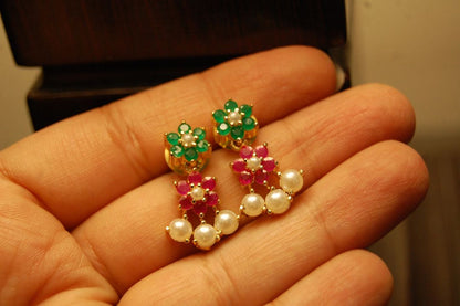 MULTI STONE FLORAL EARRINGS