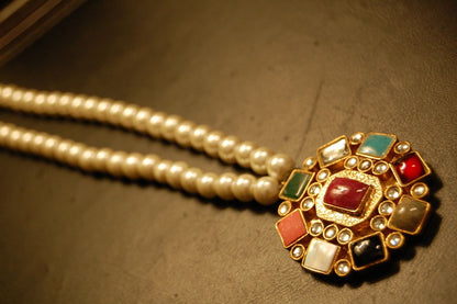 MULTI STONE MALA WITH PEARLS STRING