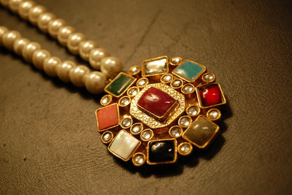 MULTI STONE MALA WITH PEARLS STRING