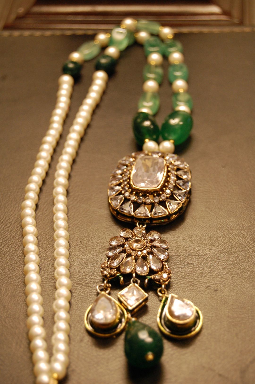 POLKI KUNDAN MALA IN  GREEN