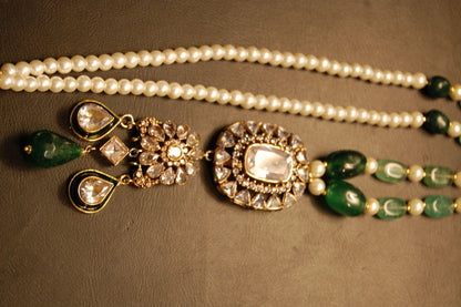 POLKI KUNDAN MALA IN  GREEN