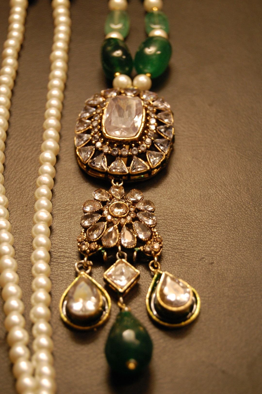 POLKI KUNDAN MALA IN  GREEN